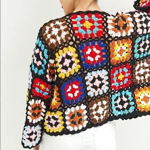 Anthropologie Granny Square Crochet Knit Cardigan